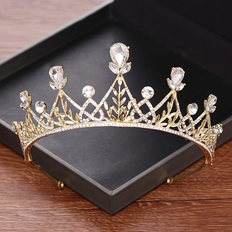 Light Gold Diadem Crystal Crown Wedding Bridal Hair Accessories For Women Rhinestone Ornaments Wedding Crown Tiara Hair Jewelry