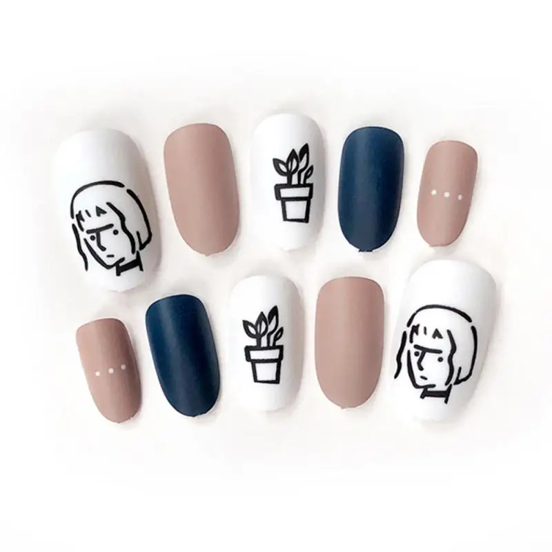 24 шт матовые накладные ногти кончик гроб плоские искусственные кончики