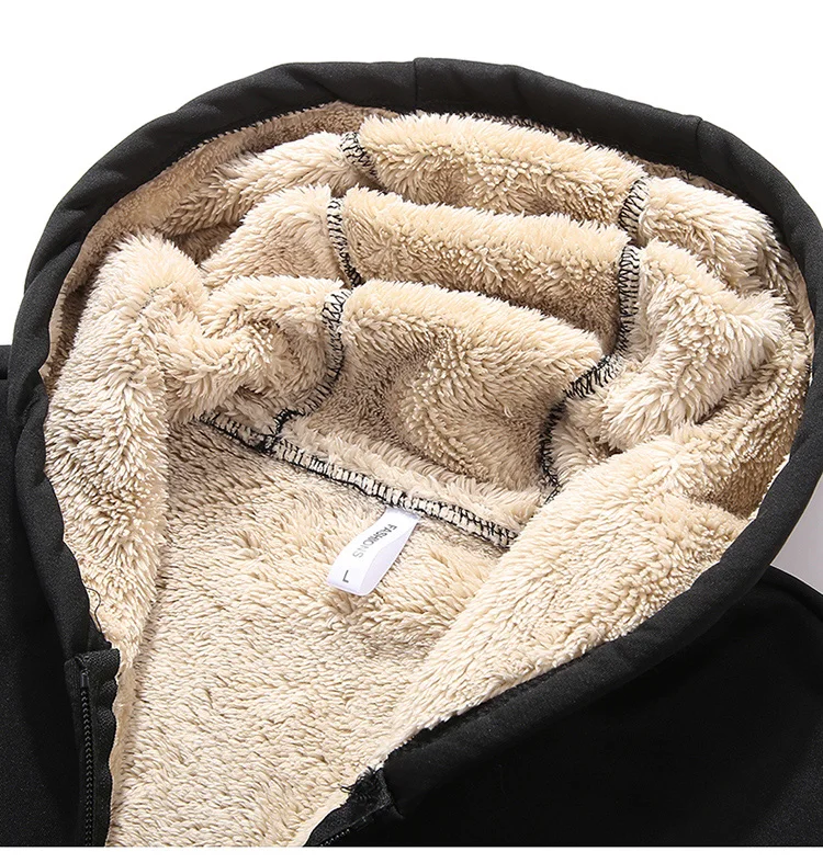 

2020 New Winter Mens Set Thicken Warm Wool Liner Men Track-suit Hooded Zipper Elastic-waist Male Outerwear Brand Clothing