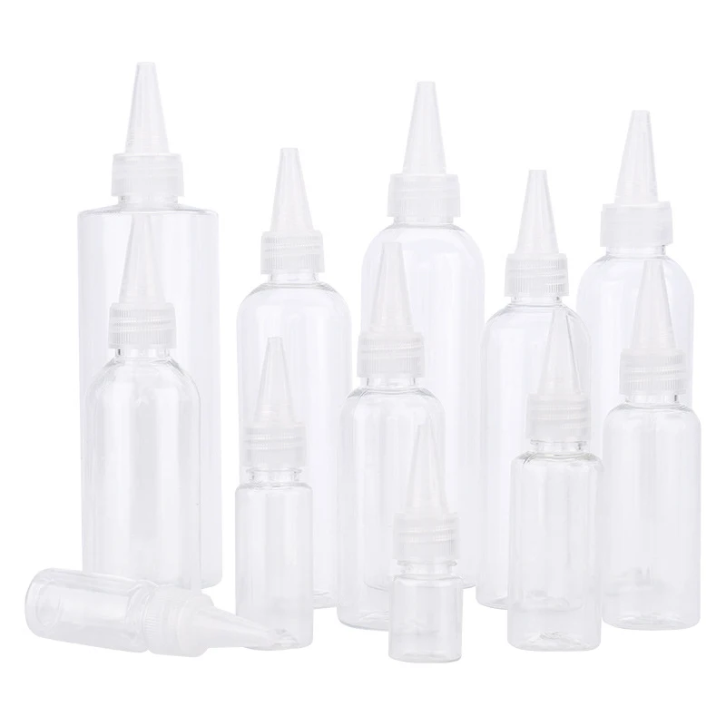 

5-250ML Transparent Sharp-mouth Bottle Empty PE plastic glue bottles with Screw-On Lids Squeeze Liquid ink Oil dropper bottles