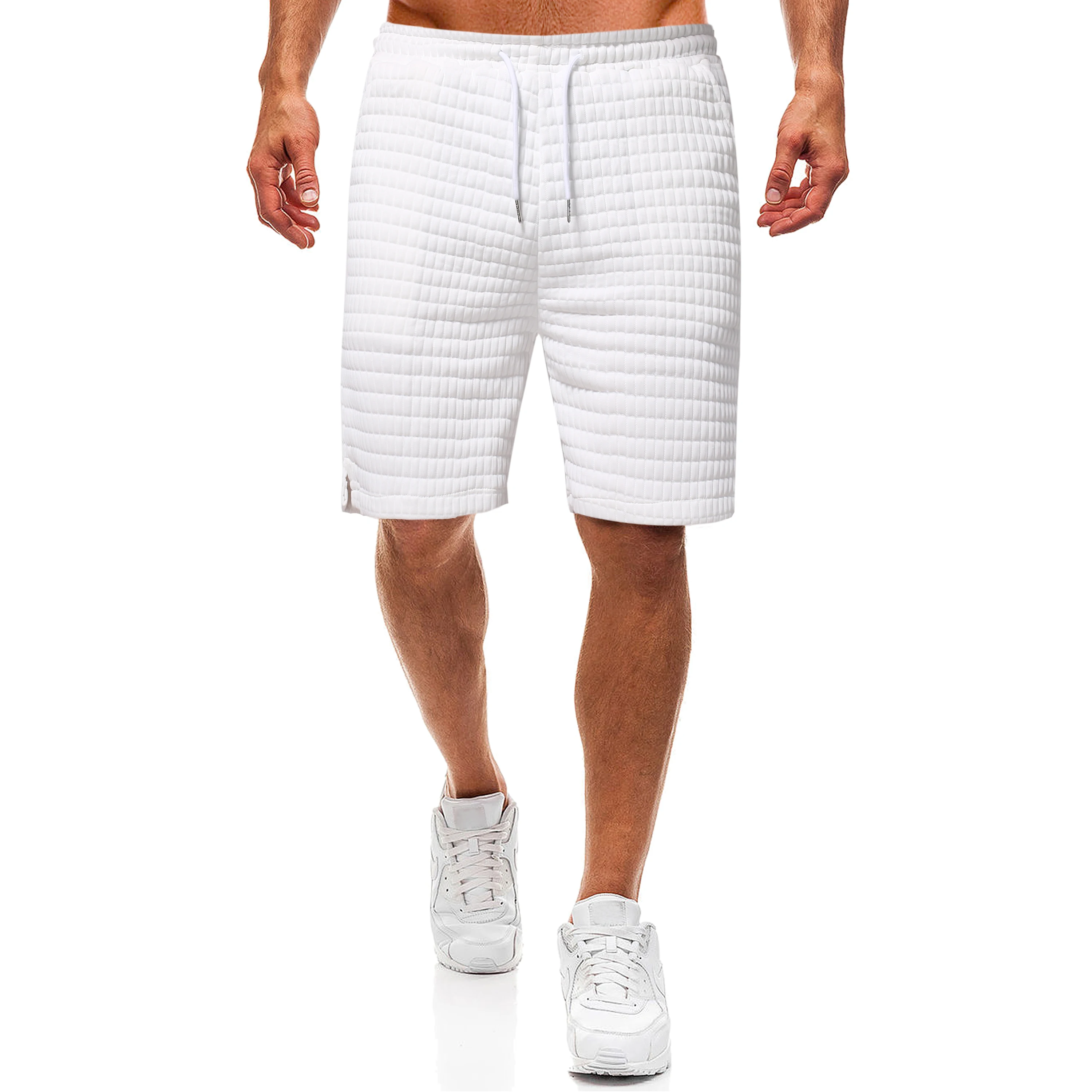 

Men's summer breeches shorts 2021 cotton casual Bermuda black men's board shorts men's waffle beach shorts men