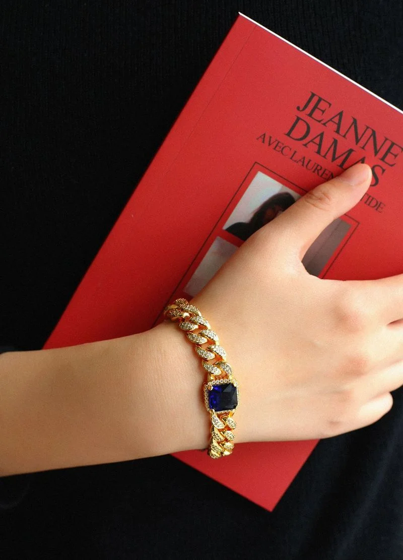 

Timeless Wonder Amazing Zirconia Curved Chain Snap Bracelet for Women Jewelry Punk Goth Emo Trendy Runway Designer Ins Rare 5134