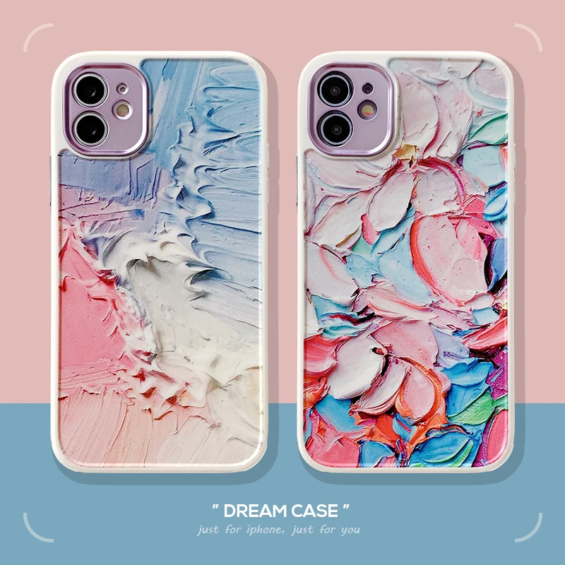 

Couple Simple oil Painting Wind Anti-fall Mobile Phone Protective Shell Wholesale Suitable for Apple iPhone12 11Pro Max XR XS 87