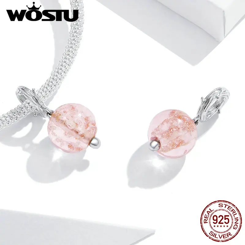 Стеклянные бусины WOSTU 100% 925 пробы серебряные Мисти роза муранские стеклянные