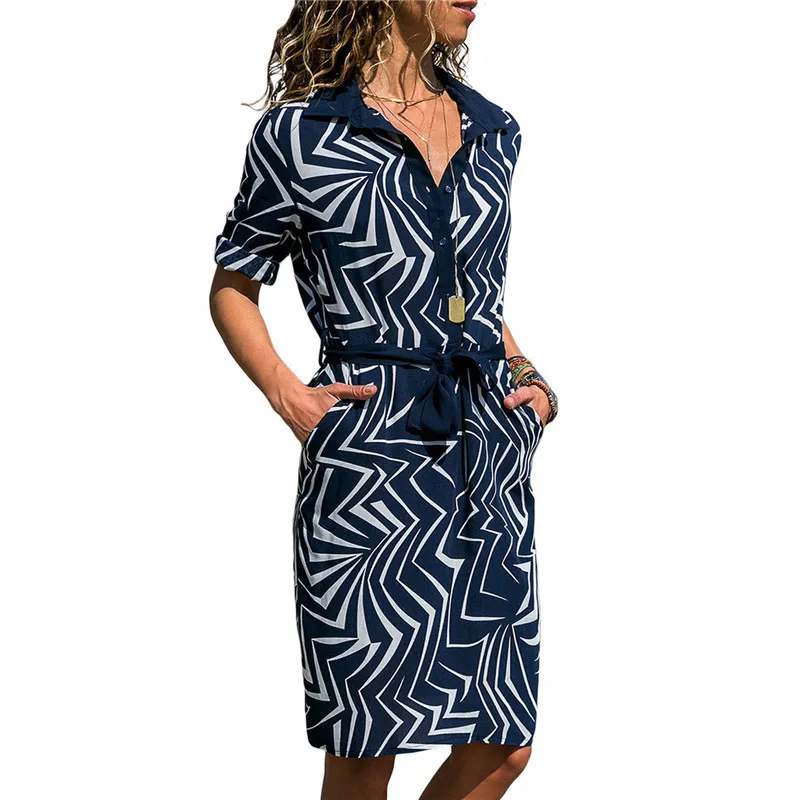 LEH Long Sleeve Shirt Dress 2019 Summer Chiffon Boho Beach Dresses Women Casual Striped Print A-line Mini Party Vestidos | Женская