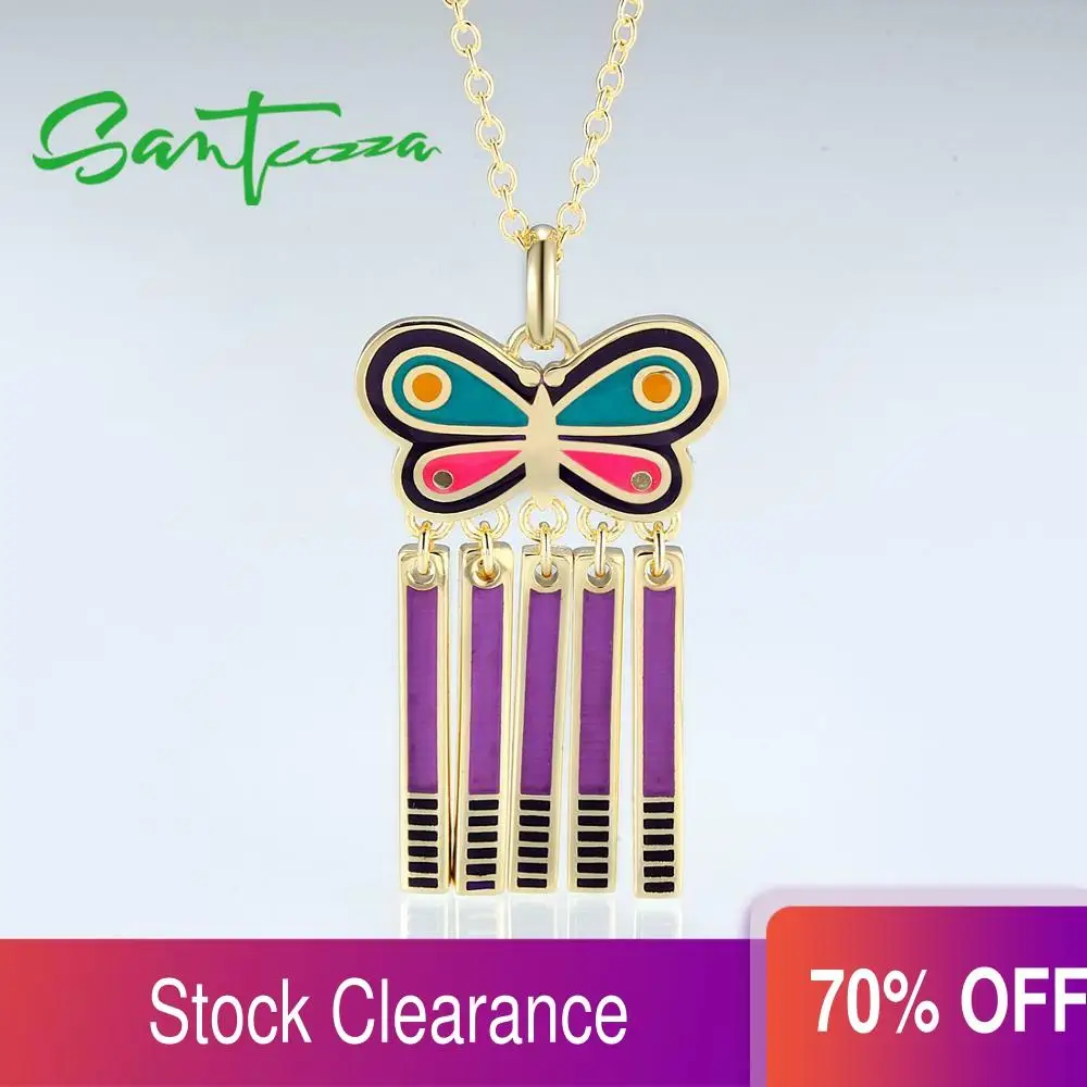 Женское Ожерелье с бабочкой SANTUZZA разноцветное ожерелье из латуни вечерние