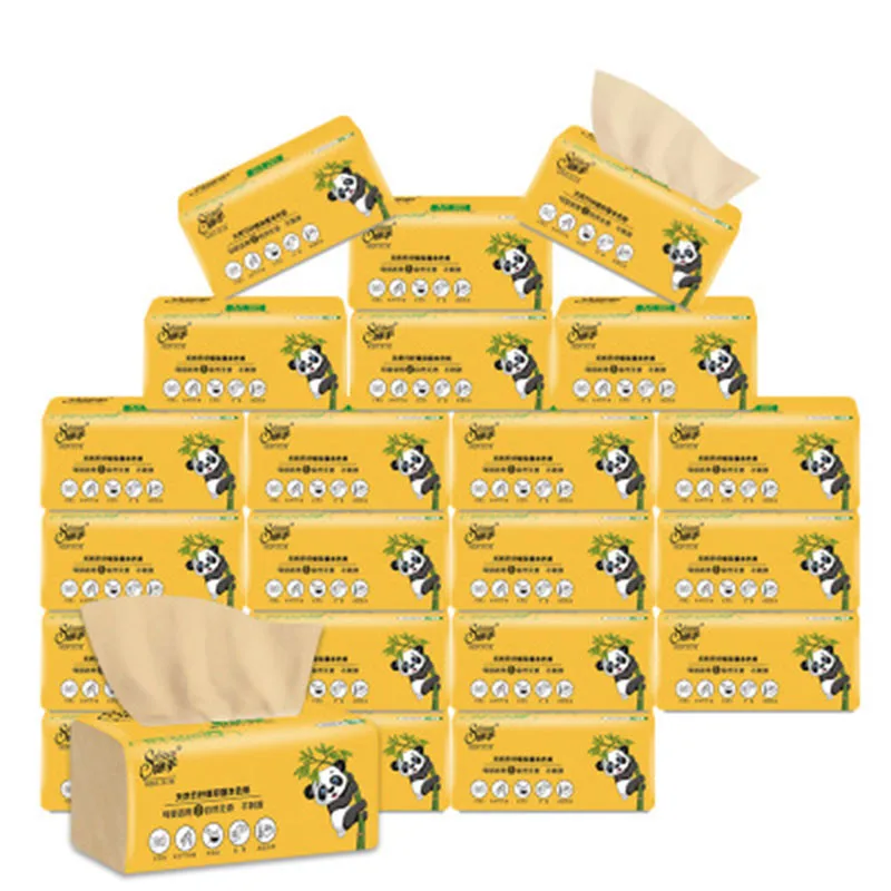 

8 Bags Of Bamboo Pulp Tissue Paper Environmental Protection Recycled Paper Household Napkins 300 Sheets / Pack Toilet Paper