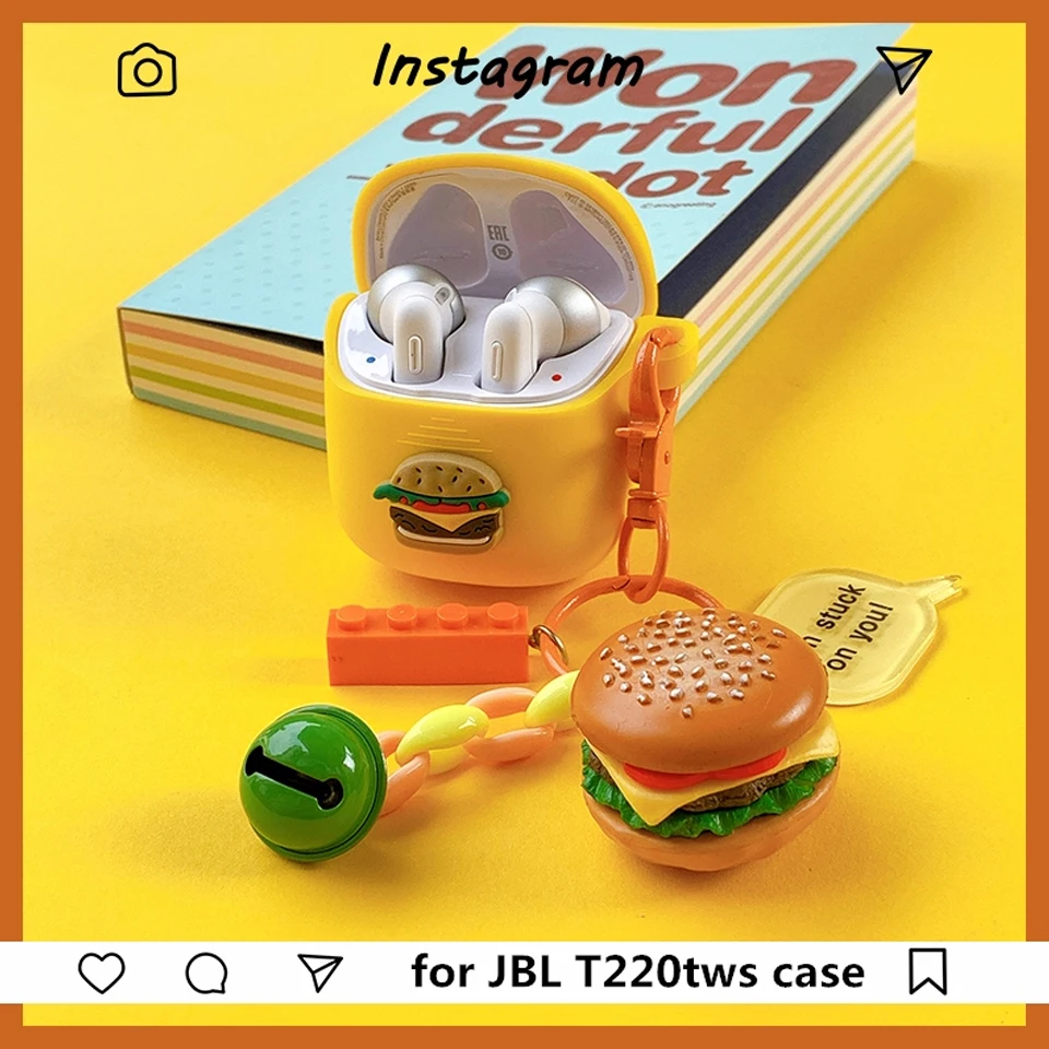 

Cute hamburger Silicone Cover for JBL TUNE 220 TWS Case Bluetooth Earphone Case Headphone Box Bag with Keyring