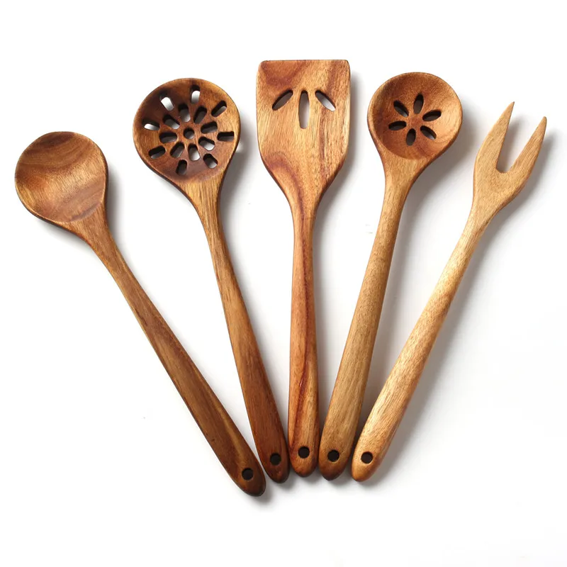 

5PCS/SET Wooden Spatula Spoon Shovel Turner suit