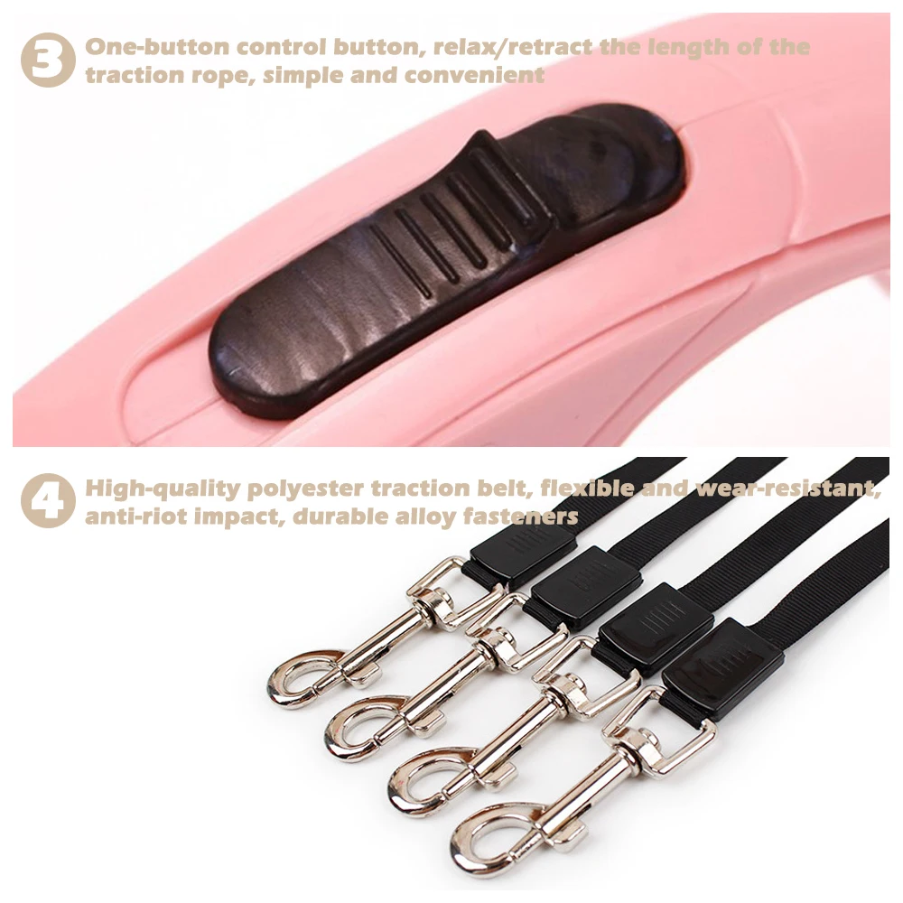 

3M/5M Dog Leash Automatic Extending Traction Rope Flexible Retractable Pet Leash Belt for Small Large Dogs Cats Pets Supplies
