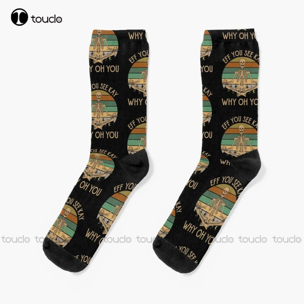 

Eff You See Kay Why Oh You Socks White Socks Mens Personalized Custom Unisex Adult Teen Youth Socks 360° Digital Printing