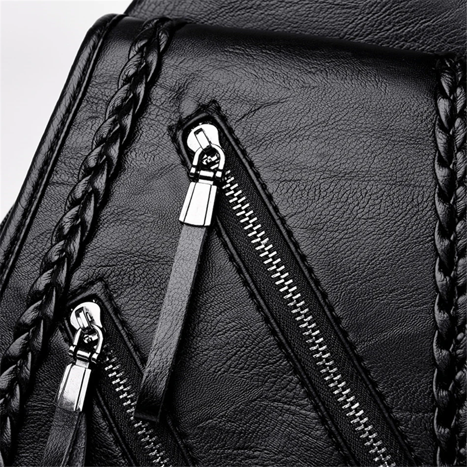 Плетеный женский рюкзак из натуральной кожи Вместительная дорожная сумка на