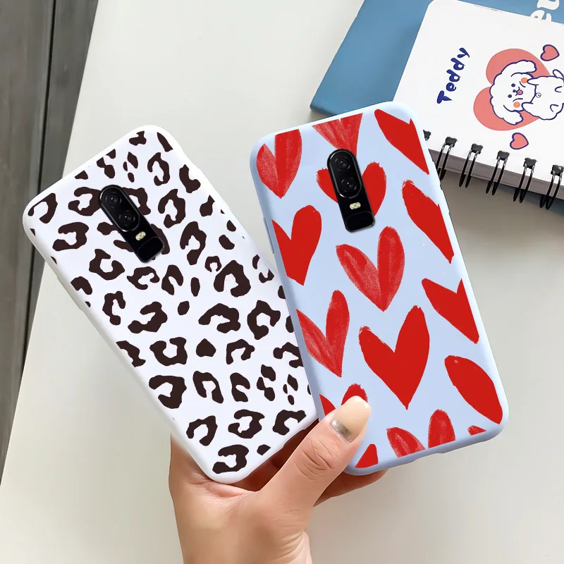for oneplus 6 case cartoon cute pattern soft silicone tpu painted matte shockproof mobile phone protection cover free global shipping