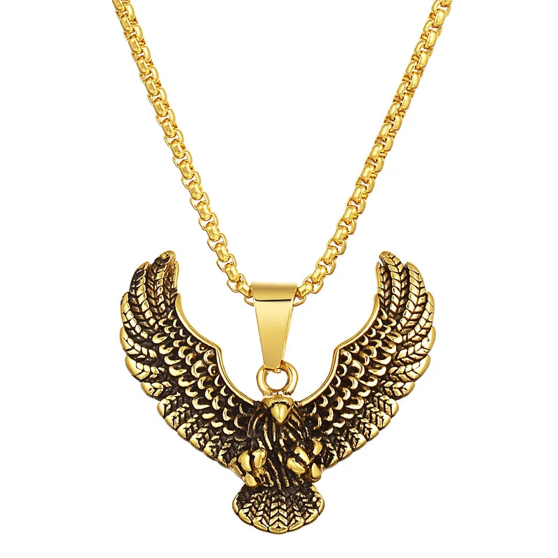 Ожерелье с подвеской в виде летящего орла из нержавеющей стали эффектное колье