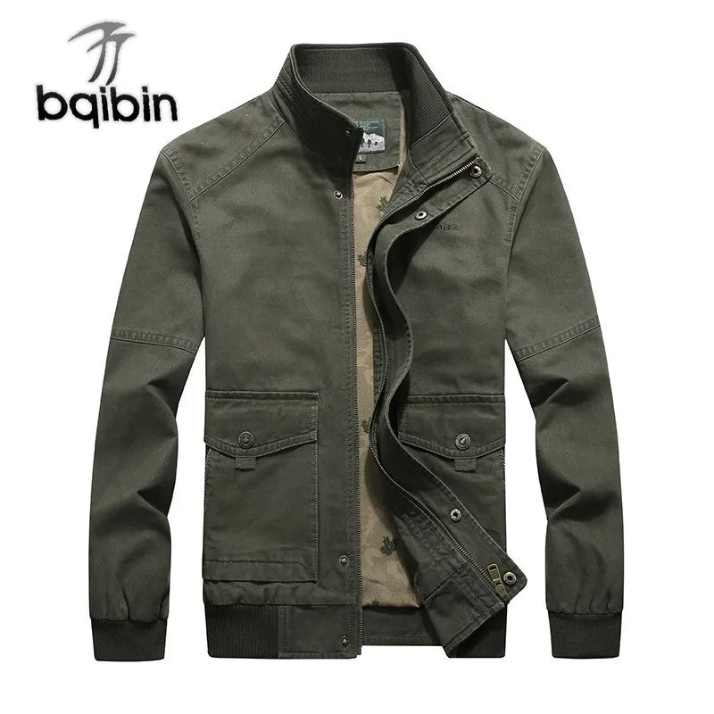

New Business Casual Jacket Men Spring Autumn Cotton Military Outwear Windbreaker Soild Coats Male Size M-4XL Chaqueta Hombre