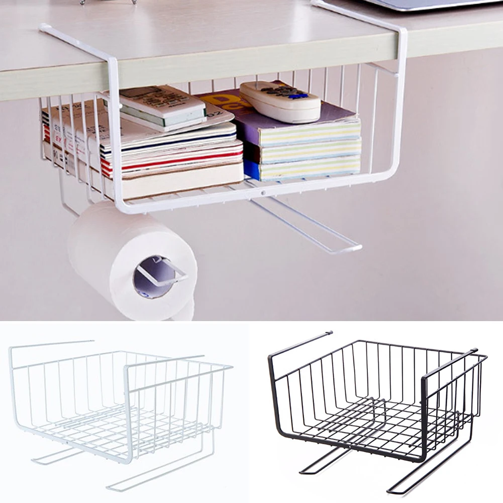 Iron Art Desk Home Wire Under Shelf Kitchen Storage Basket Organizer Cabinet Cupboard Cup Holder Pantry Dual Hook Bookshelf | Дом и сад
