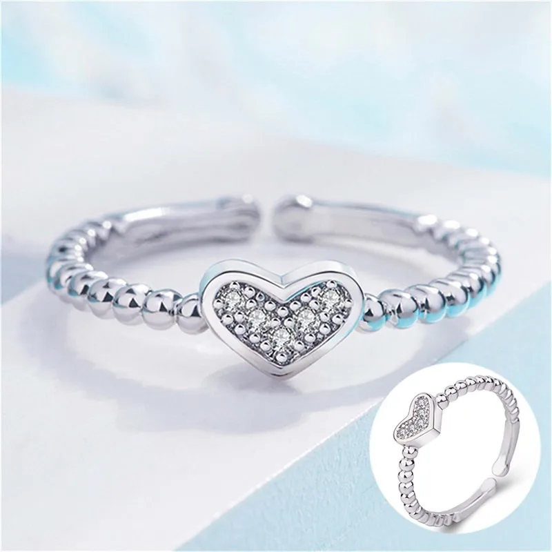 

Fashion Ring Heart Adjustable Jewellery Girls Crystal Birthday Gift Womens