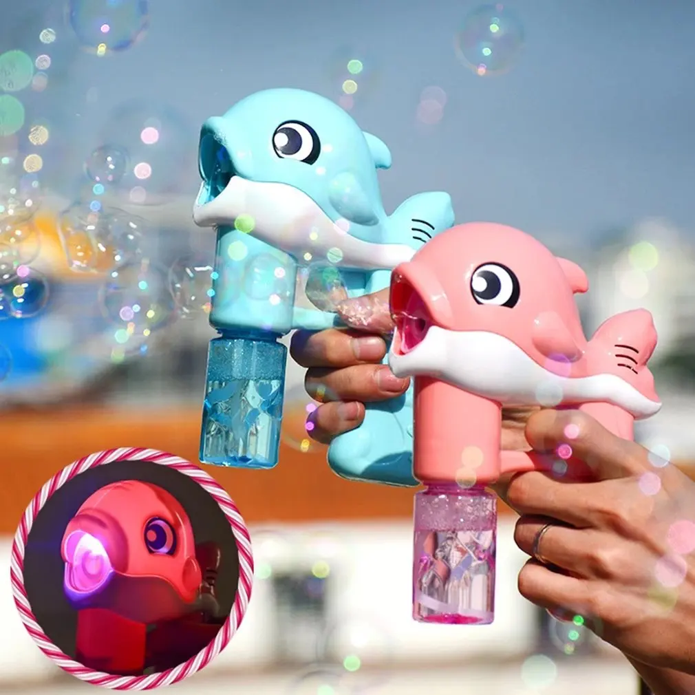 

Cute Cartoon Dolphin Blowing Bubble Machine With Sound Light Kids Toy Automatic Bubble Machine Sound Lighting Children Kids Toys
