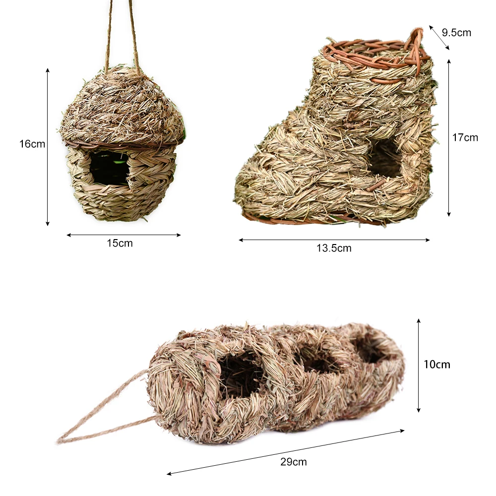 Hand-woven Birds Nest Natural Environmentally Cages Roosting Small Animals Hut Hanging House Decor Parrot | Дом и сад