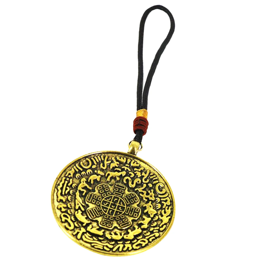 

5.5'' Vintage Tibetan Buddhism eight-diagram-shaped appetizer Amulet Pendant Home Decorative