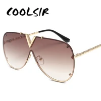 coolsir one piece sunglasses men brand designer 2018 high quality oversized sun glasses for women mirror metal uv400