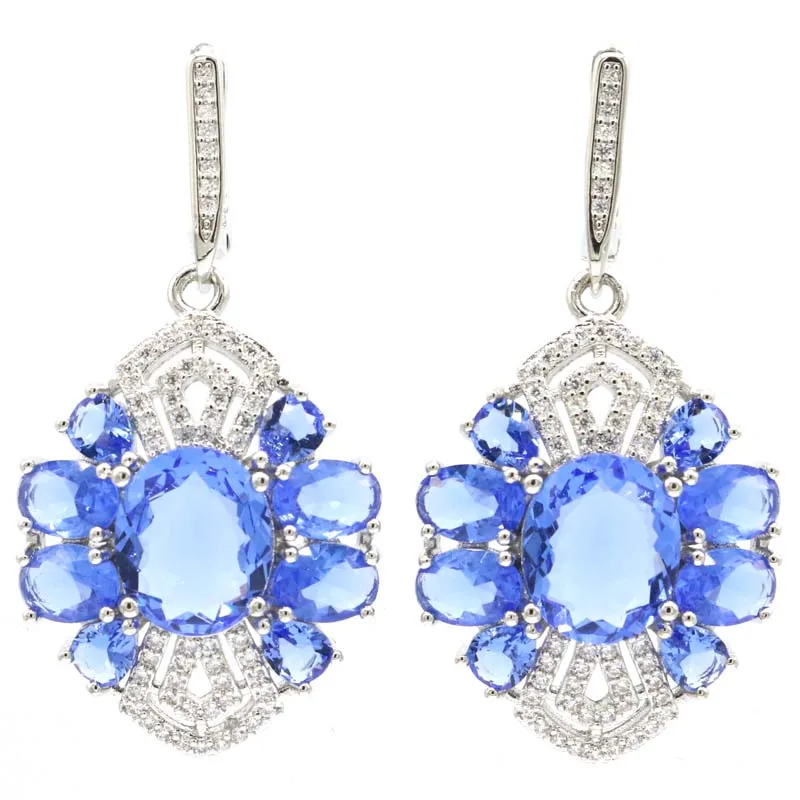 46x24 мм Новый Statement Jewelry Набор насыщенный Синий Фиолетовый Танзанит циркон женские