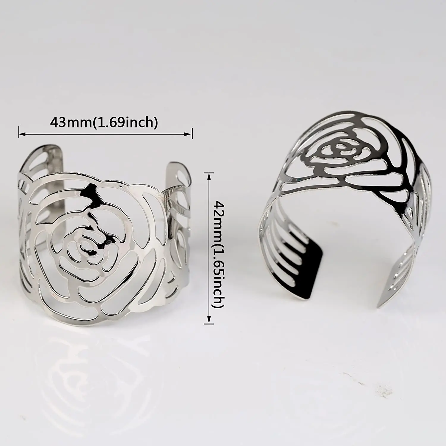 

metable Napkin Rings 12 Pcs Hollow Out Rose Design Metal Napkin Holder for Wedding Party Dinner Table Decor