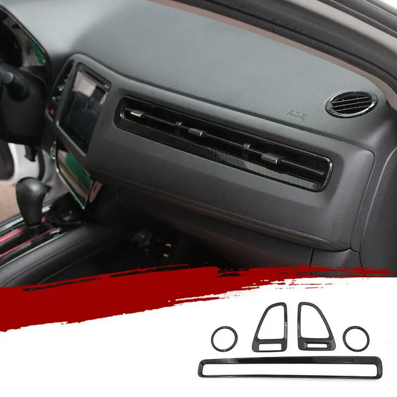 

FOR Honda HR-V 2016-2020 carbon fiber dashboard L&R air outlet vent trim 5pcs Car modification Auto parts