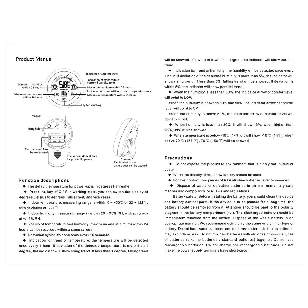 Цифровой термометр гигрометр практичный Измеритель температуры и влажности