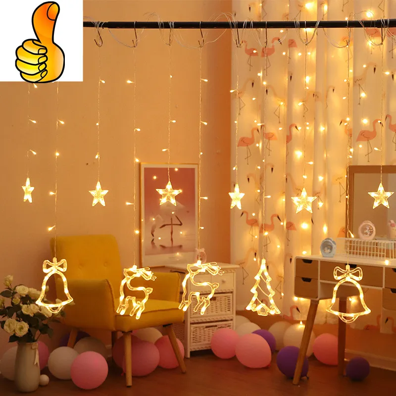 Рождественские украшения для дома Звездные занавески огни гирлянда