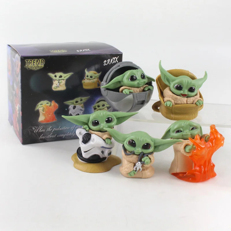 

5-6 см 5 шт./лот Disney Звездные войны Baby Yoda ПВХ экшн-Фигурки игрушки Йода кукла Дети Рождественские подарки