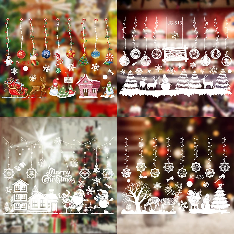 

1pcs Christmas Snowflake Elder Elk Window Sticker Christmas Window Window Decoration New Year Home Atmosphere Decoration Sticker