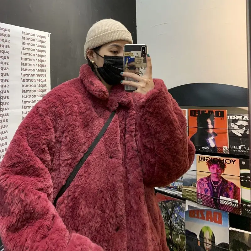 

Winter Thick Plush Jacket Men's Warmth Fashion Retro Lapel Coat Men Wild Loose Korean Short Coat Mens Clothes S-XL