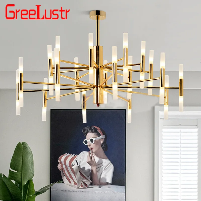 

Gold/Black Design G4 led Chandelier Lamp Modern Tube Lustre hanging lamp for living sitting room loft Art Suspended Lamps