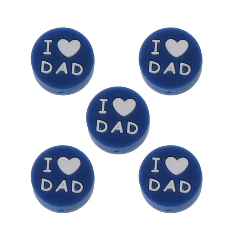 

5pcs/lot Baby Silicone Beads Teething Teethers Nursing Toy I Love Mon/Dad Letter Teether Beads Food Grade Silicone DIY