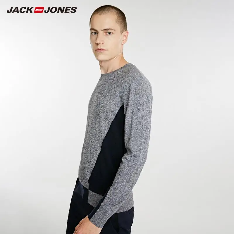 JackJones осенний мужской шерстяной свитер с контрастной строчкой Топ 218324526 | Мужская