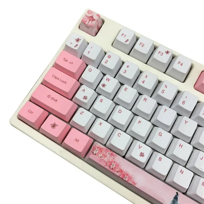 Клавиатура Sakura Dye Sublimation Cute Keycap PBT OEM профиль для GH60 GK61|Аксессуары мышей и