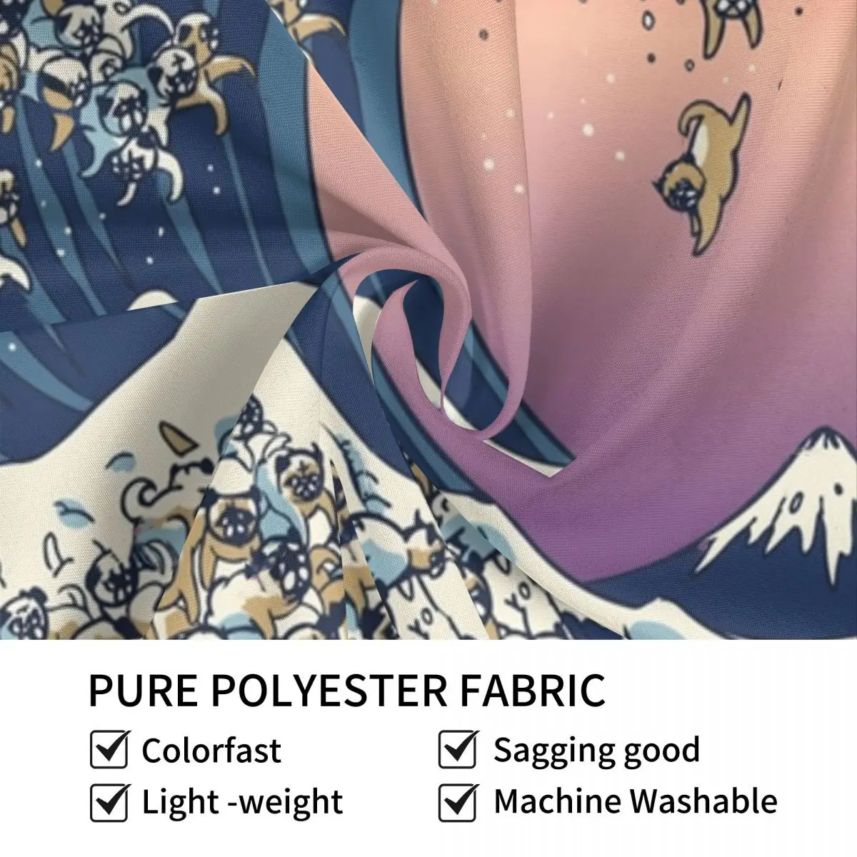 Гобелен в стиле хиппи с изображением большой волны мопса полиэстер настенный