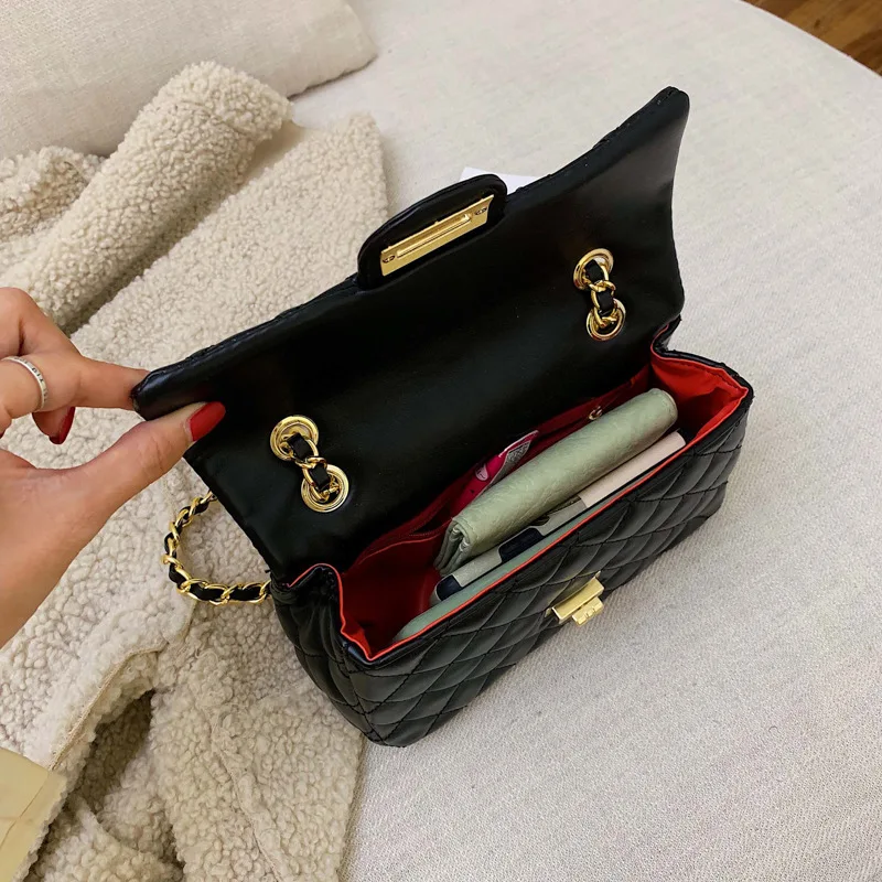 

Women Luxury Brand Leather Hand Bag 2020 Small Chains Diamond Lattice Shoulder Crossbody Bags Female Women's Handbags Sac A Main