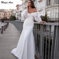 magic awn boho off the shoulder mermaid wedding dresses with long sleeves simple beach wedding party dress vestidos de novia