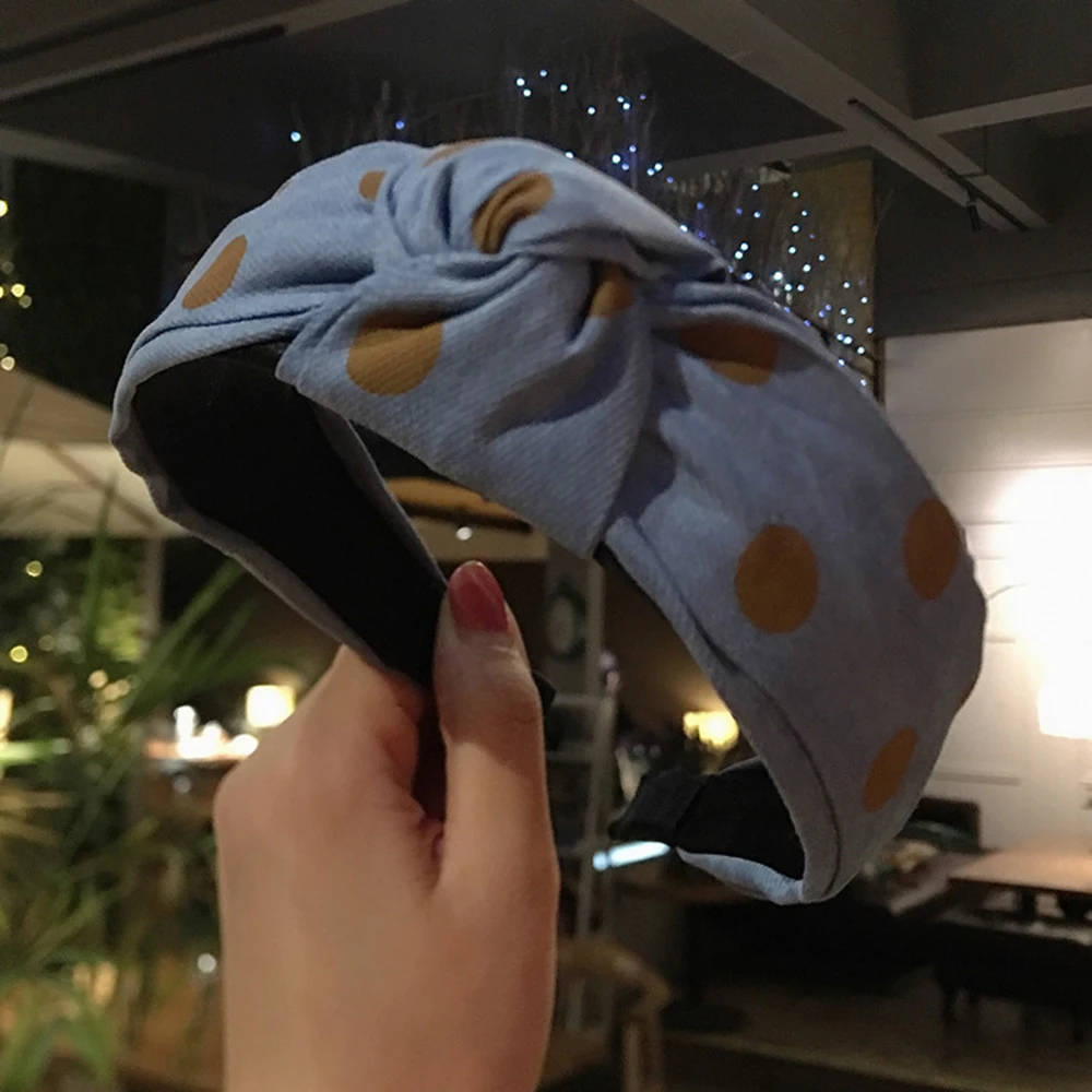 Модный бутик аксессуары для волос женская лента на голову в горошек широкая