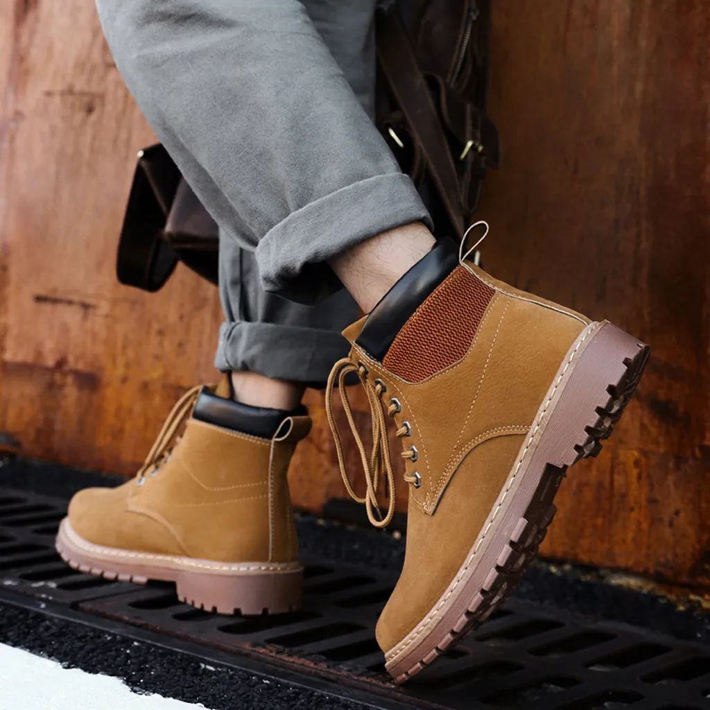 

Brand Pop Waterproof Function Upgraded Boots Men Winter Work Shoes Rome Motorcycle Ankle Boots Big Size 7.8