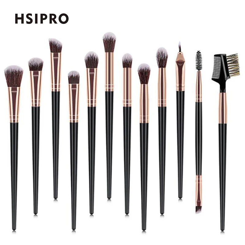 HSIPRO Makerup Кисти Набор Профессиональный Красота Тени для век кисти 12 шт