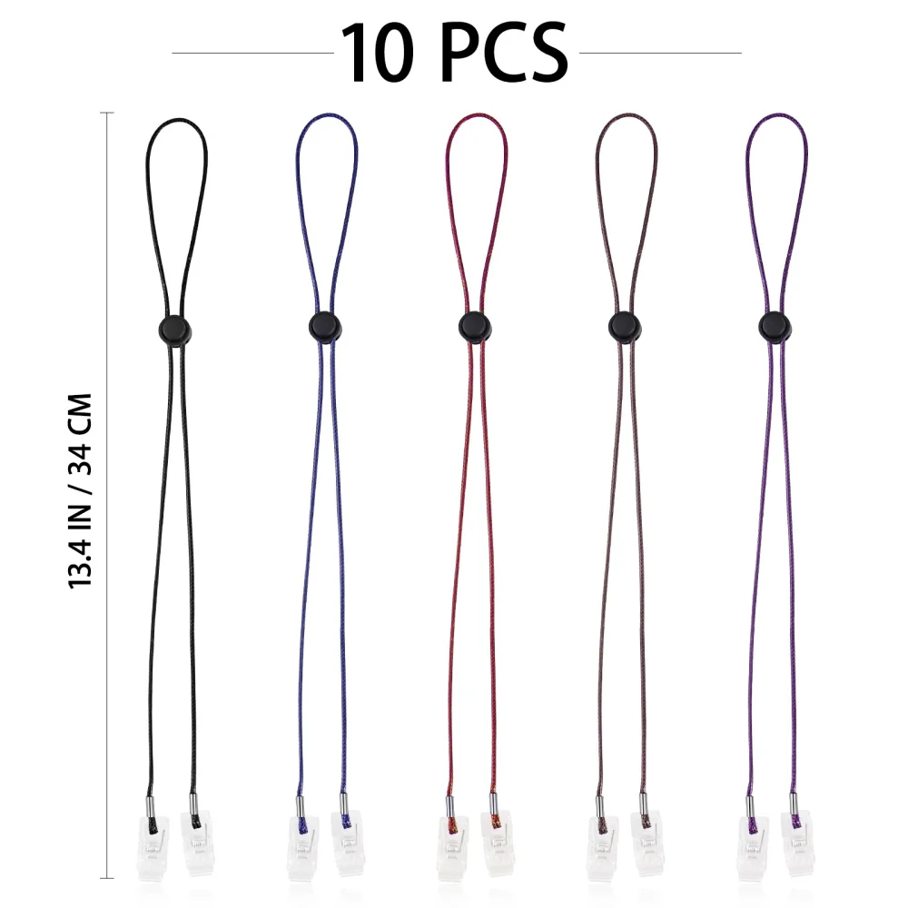 

BESTONZON 10Pcs Adjustable Bib Holder Clips Flexible Napkin Bib Clips Holders Bib Towel Clips Face Covering Lanyard Neck Strap