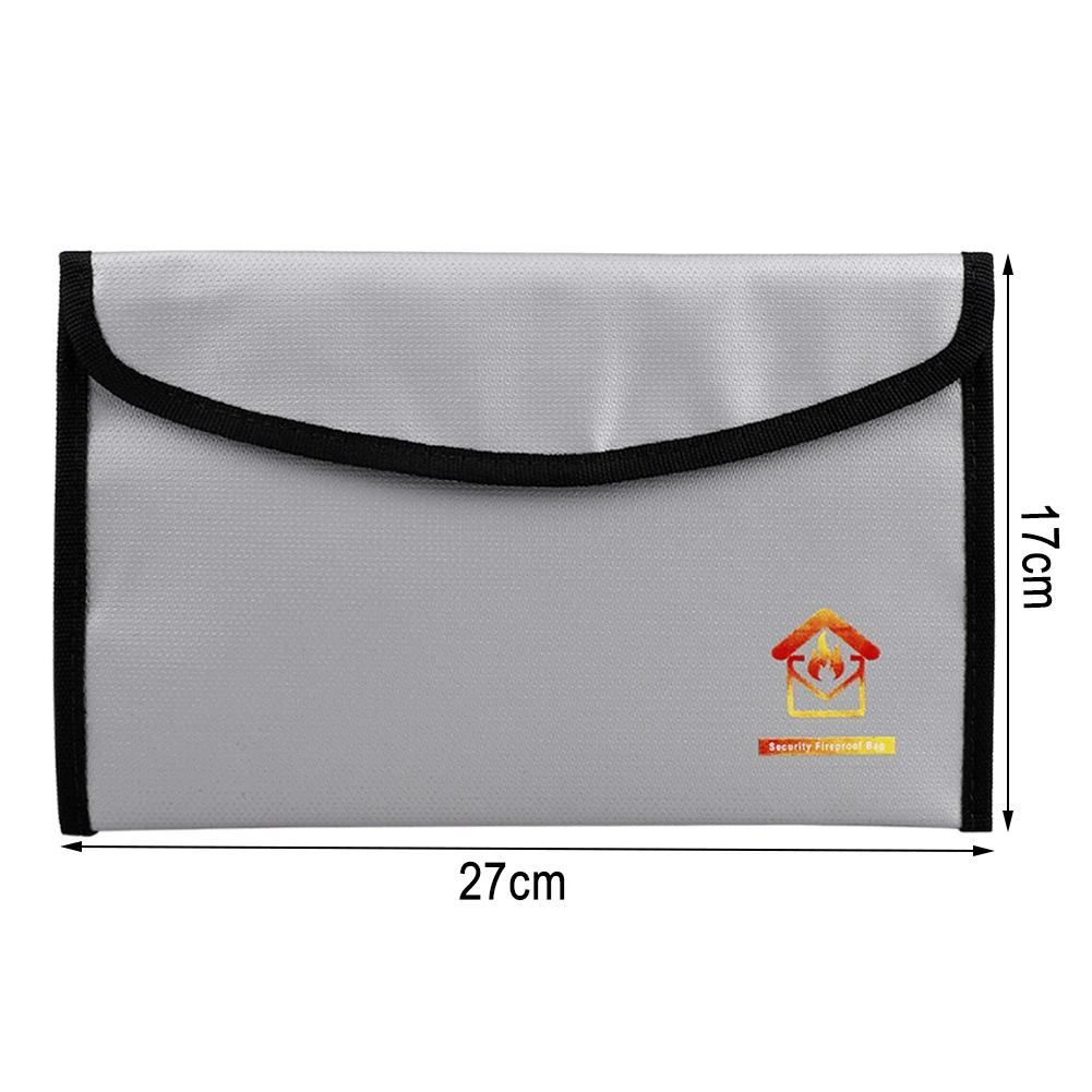 

Fireproof File Folder Water Resistant Money Document Bag Zipper Closure Silicone Coated Filing Organizer Pouch 17*27cm