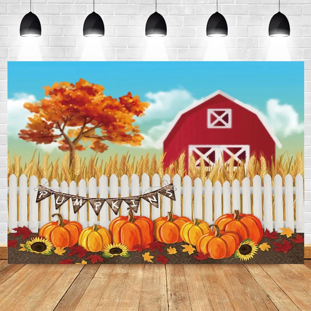 Виниловый фон для студийной фотосъемки новорожденных с осенней фермой сарая