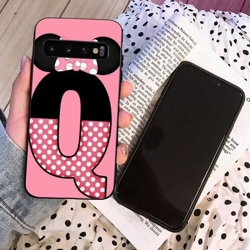 

ZFGHSHYQ Cartoon Mouse Bow 26 Letters DIY Printing Phone Case For Samsung S8 9 10 20 Plus Note 8 9 10 10plus 20 Ultra M21