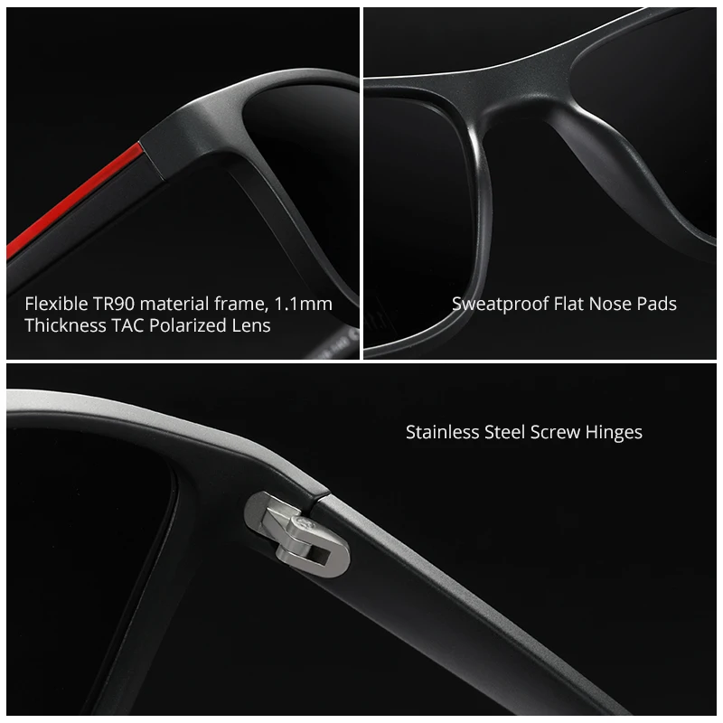 Мужские поляризационные солнцезащитные очки KDEAM гибкие с простым дизайном и