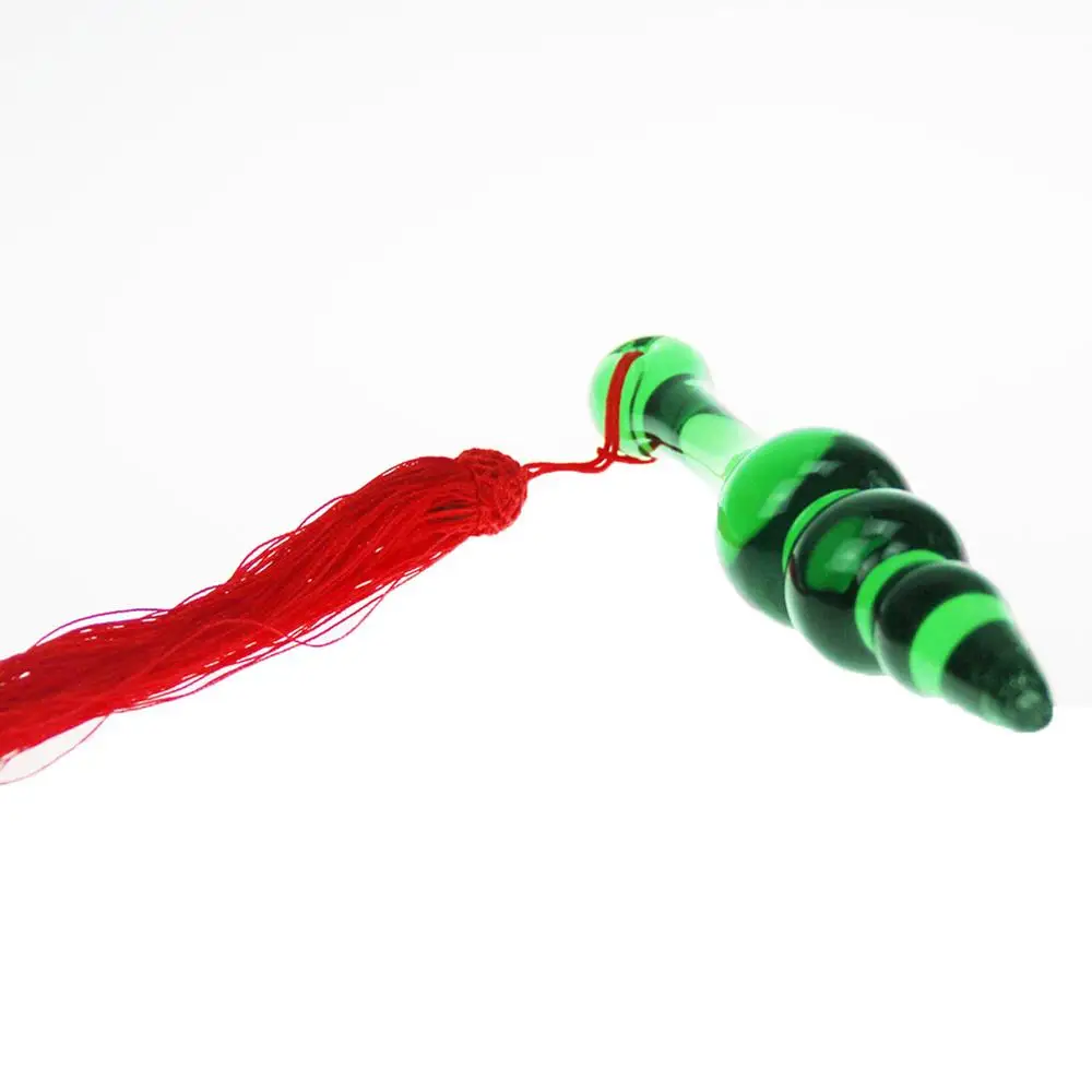 Стеклянная Анальная пробка с кисточками 30 см секс-игрушка для женщин