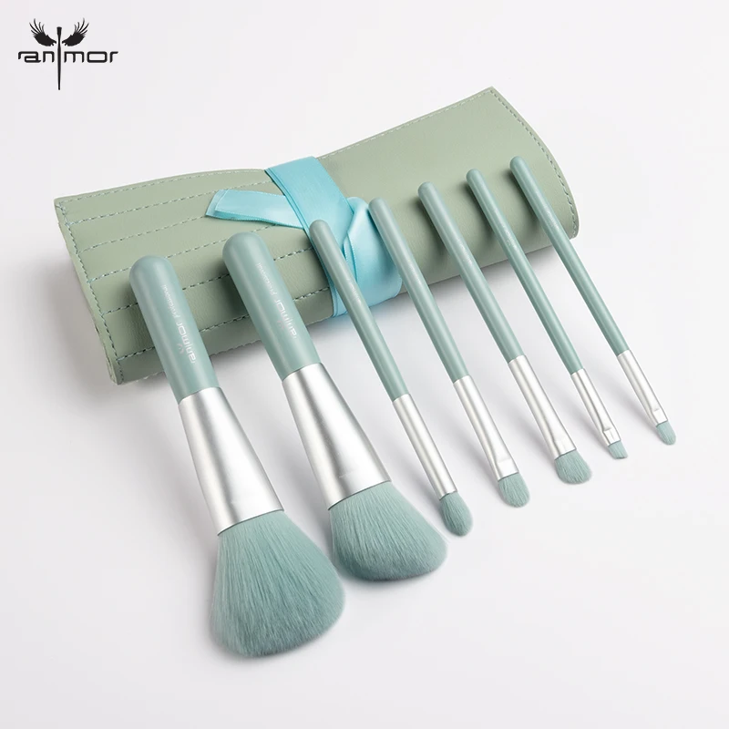 

Anmor 7Pcs Portable Makeup Brushes Set For Foundation Eyebrow Eyeshadow Powder With Cosmetic Bag Short Make Up Brush